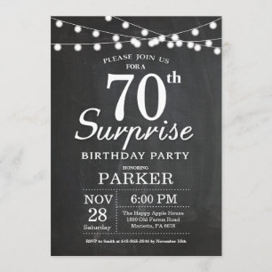 Surprise 70e anniversaire Invitation Tableau de bo