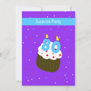 Surprise 80e anniversaire fêté Invitation Cupcake