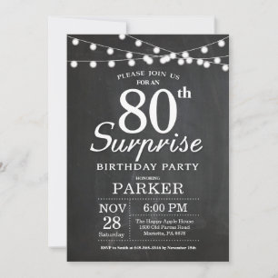 Surprise 80e anniversaire Invitation Chalkboard