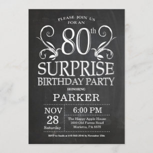 Surprise 80e anniversaire Invitation Chalkboard