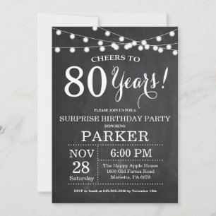 Surprise 80e anniversaire Invitation Chalkboard