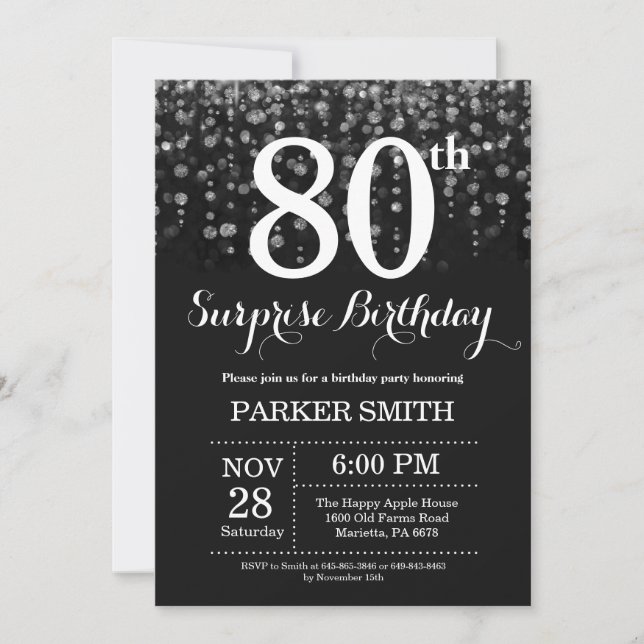 Surprise 80e anniversaire Invitation Parties scint (Devant)