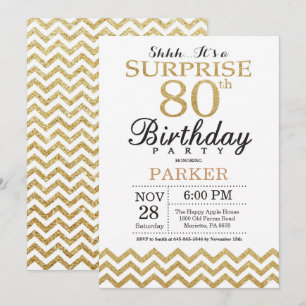 Surprise 80e anniversaire Invitation Parties scint