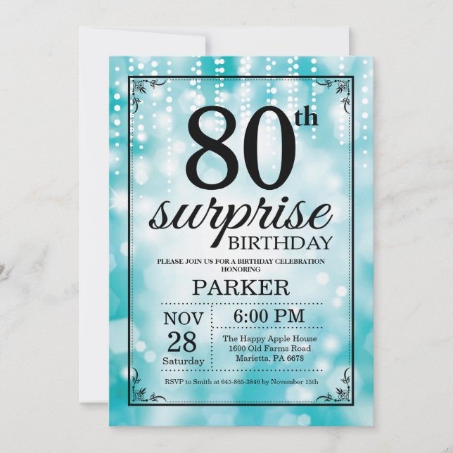 Surprise 80e anniversaire Invitation Parties scint (Devant)