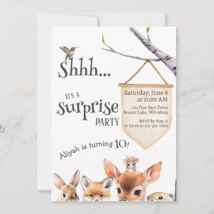 Surprise Anniversaire Fête Cute Animaux Invitation