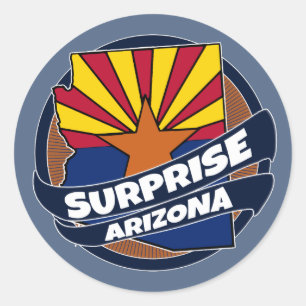 Surprise Arizona drapeau éclate autocollants ronds