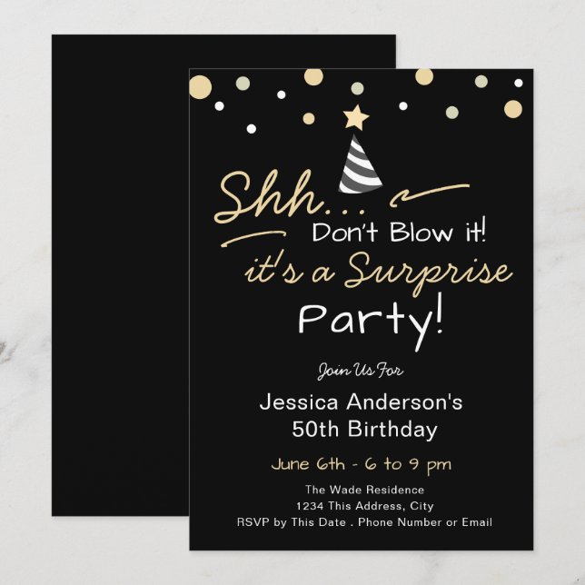 Surprise Birthday Party don't blow it Einladung (Vorne/Hinten)
