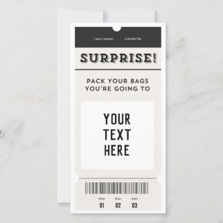 Surprise ! Carte d'embarquement de billets texte p
