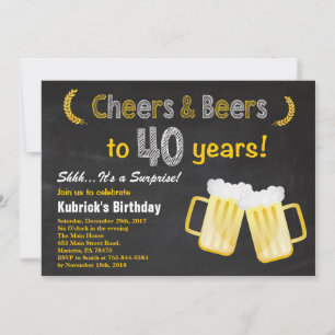 Surprise Cheers and Beers Invitation 40e anniversa