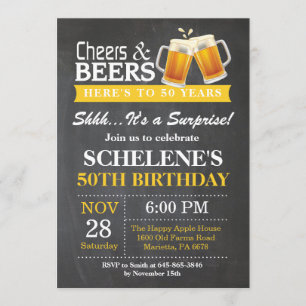 Surprise Cheers and Beers Invitation 50e anniversa