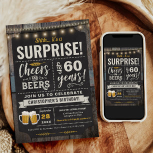 Surprise Cheers and Beers Invitation 60e anniversa