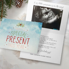 Surprise Christmas Holiday Pregnancy Announcement  Karte