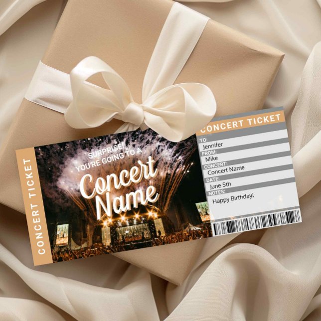 Surprise Concert Gift Ticket Music Event Card Einladung (Surprise Concert Ticket Printable)