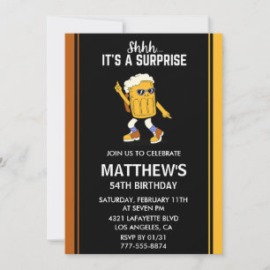 Surprise Funny Beer Men invitations à 54e annivers