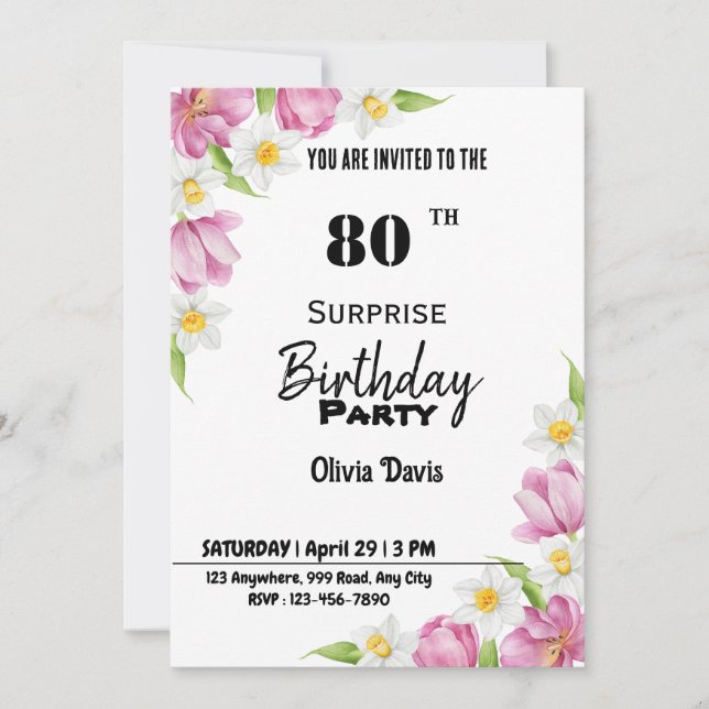 Surprise Invitation de fête de 80e anniversaire (Devant)