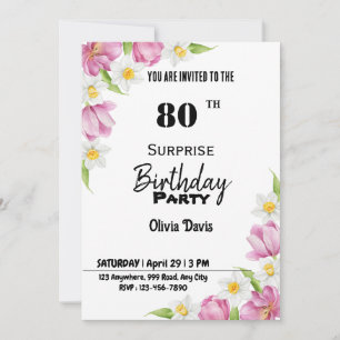 Surprise Invitation de fête de 80e anniversaire