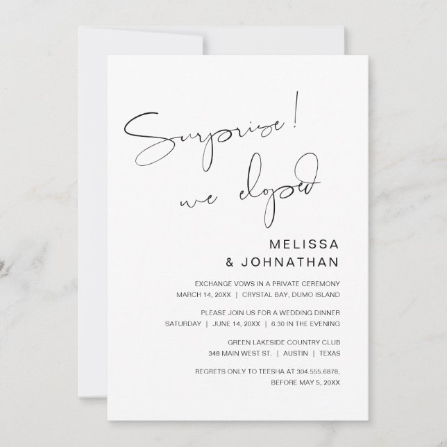 Surprise, nous nous sommes enfuis, Invitation de m (Devant)