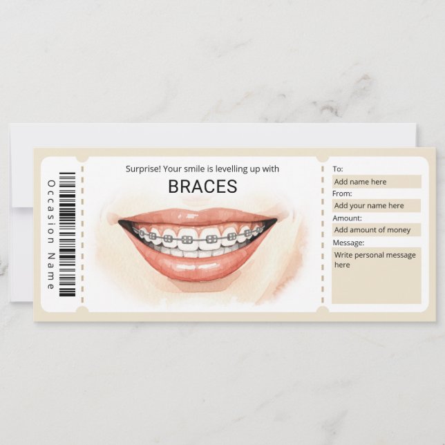 Surprise Orthodontic Braces Gift Certificate Einladung (Vorderseite)