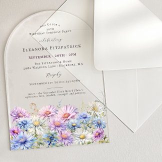 SURPRISE PARTY ARCH 30 September Birth Flower Acryleinladungen