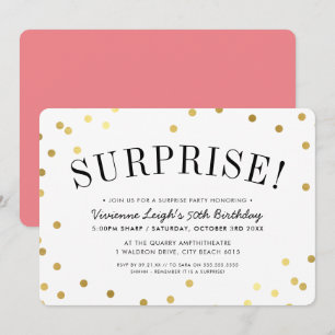 SURPRISE PARTY stilvolle Goldfass-Spots Einladung