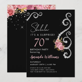 Surprise Roses Diamont 60th Birthday Invitation Einladung