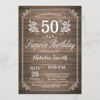 Surprise Rustic 50e anniversaire Invitation Floral