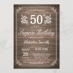 Surprise Rustic 50e anniversaire Invitation Floral