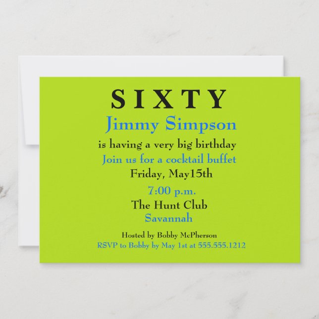 Surprise SIXTIETH Invitation d'anniversaire (Devant)