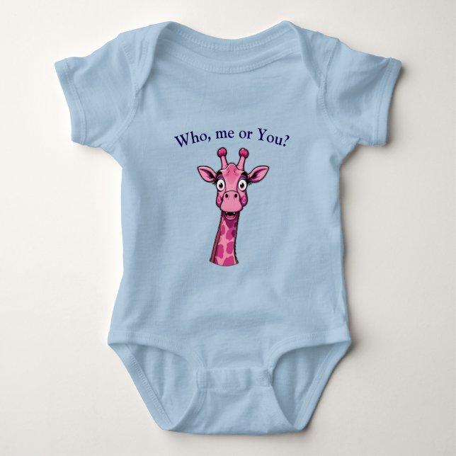 Surprised Pink Giraffe Baby Strampler (Vorderseite)