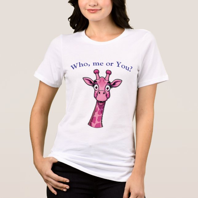 Surprised Pink Giraffe Tri-Blend Shirt (Vorderseite)