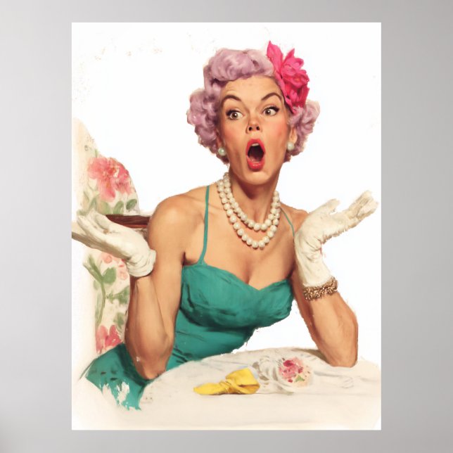 Surprised Retro Glamour Lady Poster (Vorne)
