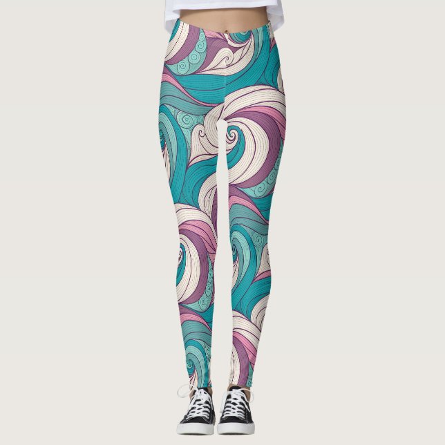 Surreal Abstract Waves Pattern – Dreamlike Fluid  Leggings (Vorderseite)