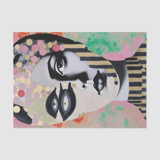surreal abstrakte Frauendecoupage Seidenpapier (Vorderseite)