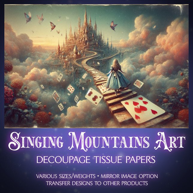 Surreal Alice's Fantasy Cloud Castle Decoupage Seidenpapier (Von Creator hochgeladen)