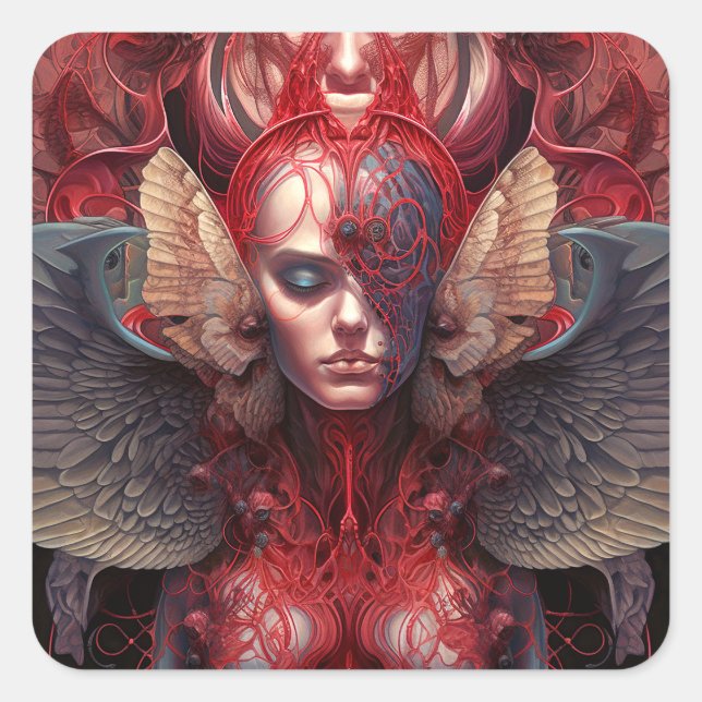 Surreal Angel Artwork Quadratischer Aufkleber (Vorderseite)