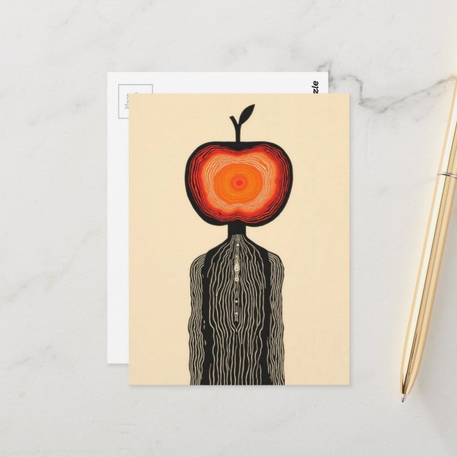 Surreal Apple Person Postkarte (Vorderseite/Rückseite Beispiel)