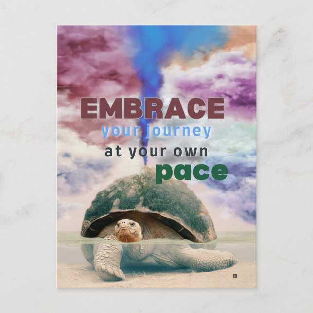 Surreal Art Inspiration Turtle Zitat Postkarte (Vorderseite)