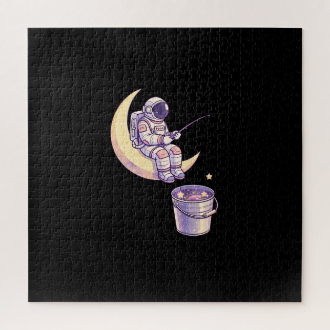 Surreal Astronaut Fishing for Stars Wall Art - (Vertikal)