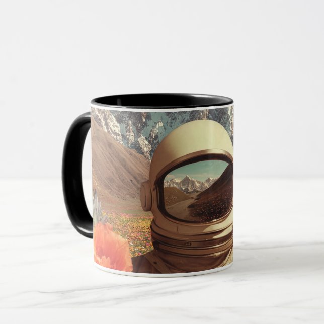Surreal Astronaut In Flower Field Tasse (Vorderseite Links)