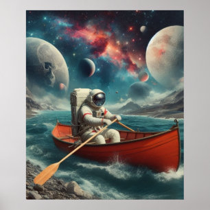 Surreal Astronaut Ruderraum Ozean Dreamscape Poster