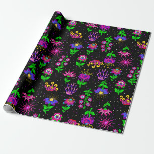 surreal Augen Blumenfantasie Blumen skurril Geschenkpapier