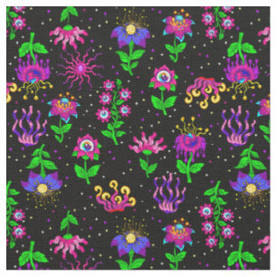 surreal Augen Blumenfantasie Blumen skurril Stoff