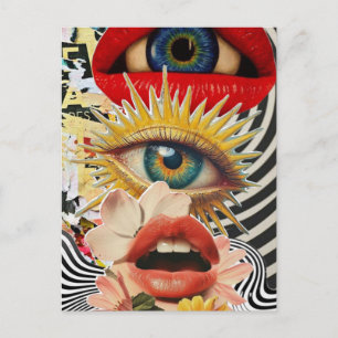 Surreal Augen und Lippen Postkarte