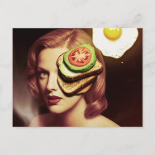 Surreal Avocado Toast and Egg Frühstück Postkarte