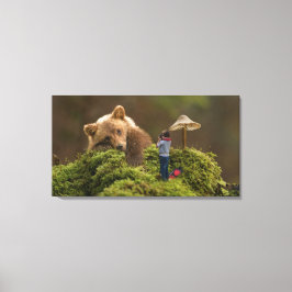 Surreal Baby Brown Bear and Boy Leinwanddruck