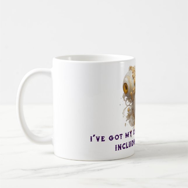 Surreal Barock Eyeballs mit Verziertem Gold Kaffeetasse (Links)
