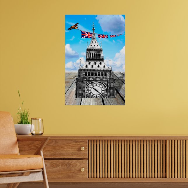 Surreal Big Ben, London & British Art Poster (Wohnzimmer 2)