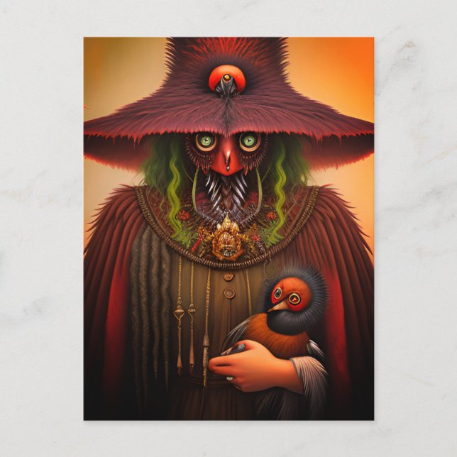 Surreal Bird Creation and Baby Postcard Postkarte (Vorderseite)
