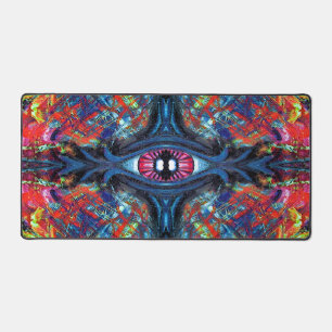 Surreal Blaue Trippy-Eye-Visionary-Art Schreibtischunterlage