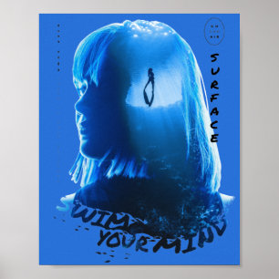 Surreal Blaues Unterwasser-Ozean-Mädchen Doppelbel Poster